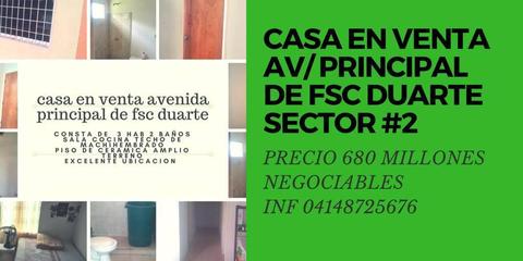 CASA EN VENTA AV7 PRINCIPAL DE FSC DUARTE SECTOR 2 PRECIO 680 MILLONES NEGOCIABLES